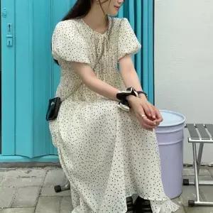 [하프클럽/끌레아]도트 패턴 원피스 NM-0138