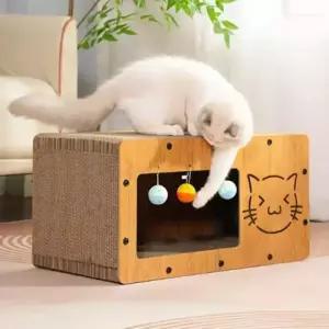 고양이 하우스 크래처 내부 골판지 크래칭 휴식 놀이 조립형 캣 크래쳐긁기 기구 식크래처 방울크래쳐 크래