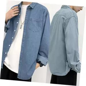 청난방 남여공용 빅사이즈 크롭 레이어드 슬림핏 셔츠남방