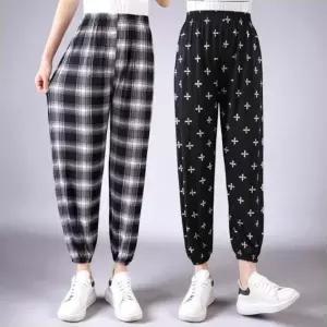 여성 여름 패턴 밴딩 셔링 쿨팬츠 냉감 엄마 고무줄 바지