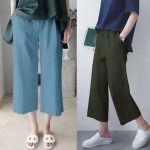 여성 7컬러 여름 린넨팬츠 밴딩 와이드팬츠 통바지 Xhq1+7txh