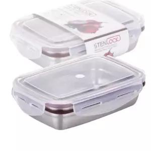 국산 스텐 밀폐 용기 직사각 5호 730ml 스텐밀폐 냉장고정리용기 용기