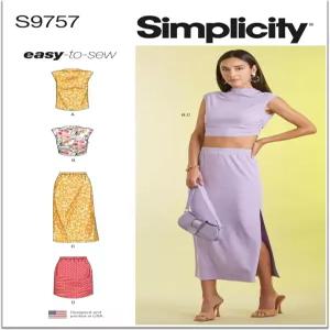 심플리티 SS9757A 쉽게 꿰매는 미스의 니트 탑과 스커트 코드 S9757 사이즈 S-M-L-XL-XXL