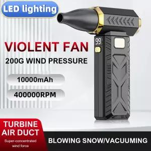 400000RPM 53 메터/초 휴대용 폭력 팬 강력한 전기 공기 송풍기 먼지 청소기 TypeC 충전 브러시리스 터보