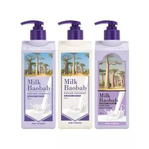 밀크바오밥 퍼퓸 샴푸+트리트먼트+바디워시 베이비파우더 500ml 3개