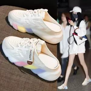 뮬블로퍼 스니커즈 여성 신발 운동화 뮬 캔버스 키높이 통굽