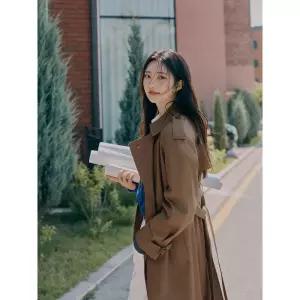 [국내백화점] 빈폴레이디스 코튼 더블 롱 트렌치 코트 브라운