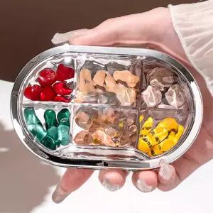 투명 실리콘패킹 영양제 케이스 6칸 약보관함 구급약 휴대용약상자 미니약통 약정리함