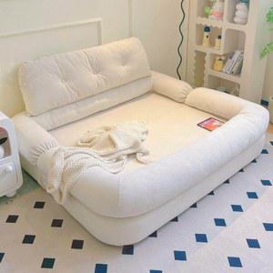 침대식쇼파 2인용 좌식 접이식 작은 의자 싱글룸 벨벳 이중 소파 베 180x130cm