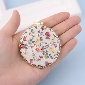 (별별창고) 미니 꽃 손거울 접이식 원형거울 여자손거울 빈티지 꽃거울