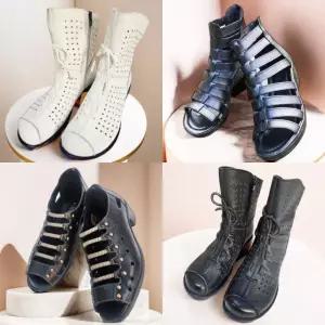 여름 앵글 부츠 여성 반 여름망사 부추