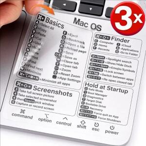 노트북 키보드 참조 단축키 스티커, MacBook Air Pro 투명 방수 빠른 가이드 Windows용