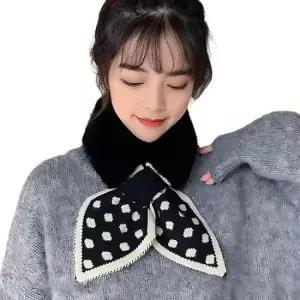 겨울용품 리본 도트 겨울 머플러 목도리 여성 두꺼운 밍크 퍼