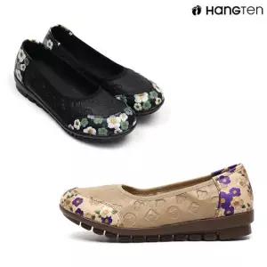 행텐 HT-81-2 여성용 플라워 자수 컴포트화 쿠션 단화 효도화 펀칭 경량 플랫슈즈