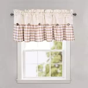 DOSLY IDEES 팜하우스 러스틱 리넨 및 회갈색 격자 무늬 면 밸런스, 코코넛 버튼이 있는 버팔로 플리츠 디