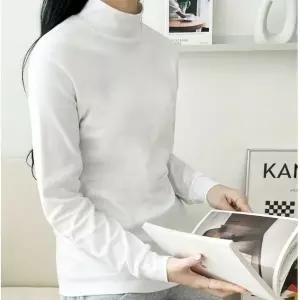 여성 목폴라티 면 터틀넥 티셔츠 4색