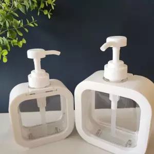 주방 디스펜서 500ml 펌핑 리필형 욕실 디스펜서 세제통 다용도 플라스틱 화장실 사각 펌프