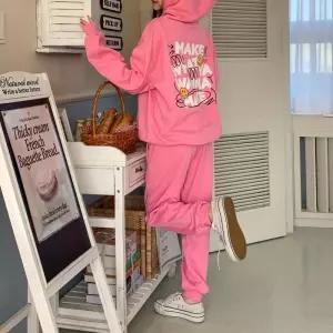 빅사이즈맨투맨 여성 메이크 후드맨투맨 조거팬츠 SET bu24334