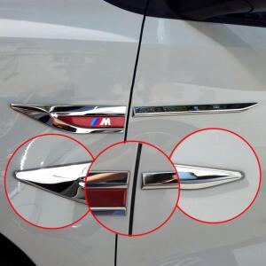 2개 자동차 차량용 호환 크롬 튜닝 차체 측면 도어 날 블레이드 스티커 BMW M 퍼포먼스 E46 E90 E60 F10 F3