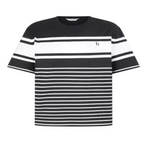 [헤지스 골프 여성] [25SS] WWTS5B922BK 스테디셀러 블랙 스트라이프 면 반팔티셔