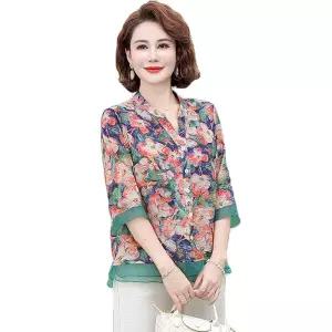 50대 블라우스 꽃무늬 여름 엄마옷 빅사이즈 아줌마