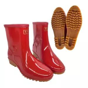 여성 레드 짧은 장화 식당주방 방수 신발 낚시할때 주말농장