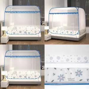 사각 원터치 모기장 200x150cm 블루플라워 접이식모기장 애기모기장