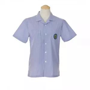 교복몰 투포켓 블루 스트라이프 반팔 셔츠 (청운중)