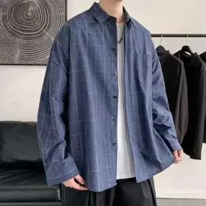 남성 트렌드 긱시크 봄자켓 긴팔 체크셔츠 캐주얼셔츠 봄아우터 긴팔셔츠 봄아우터 남성셔츠 체크셔츠