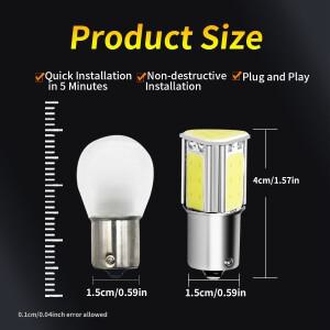 2개 COB LED 브레이크 후진 정지 안개등 전구 1156 ba15s P21W S25 G18 흰색/노란색/빨간색 12V 자동차 차