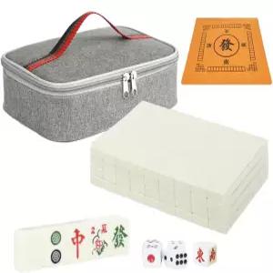 TWBTC 중국산 크리미 화이트 117인치 컴팩트 완비 소형 핸드백 마작 휴대용 사이즈 여행용 포함 게임 144