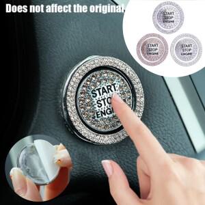 자동차 시작 스위치 버튼 장식 다이아몬드 스티커 라인 석 반지 원형 트림 보호 커버 액세서리 2 개/대