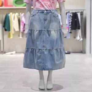 [베네통] 베네통 티어드 데님 롱 스커트 BASKA5631