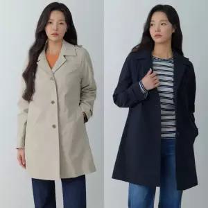 지센 [26SS] 여성 봄가을 스판 호피 후드탈착 중기장 트렌치코트 LFCAQ201