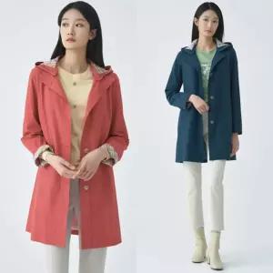 지센 여성 봄 스판 후드 탈착 코트 LCCAO222