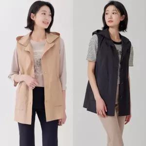 지센 여성 후드 롱 베스트 조끼 LCVTP322