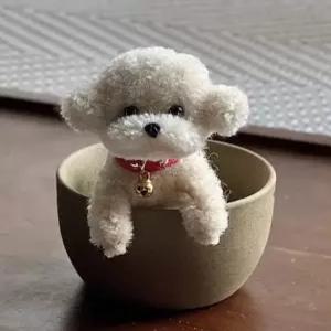 수제 푸들 강아지인형 열쇠가방고리 화이트 아기자기 푸들인형 키홀더 에어팟 실버푸들