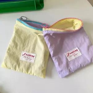 마카롱 영감 휴대용 소형 슬림 메이크업 파우치 컬러 블록 디자인 동전 립스틱 수납 다용도 여성파우치