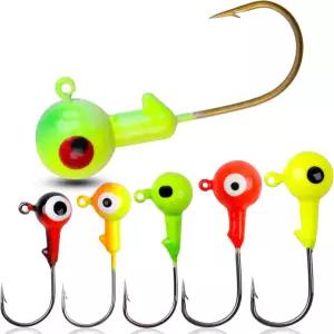 낚시 지그 헤드 후크 원형 볼 배스 크레이피 트라우트 월리 담수 염수 서핑 1/32oz 1/16oz 1/8oz 1/4oz