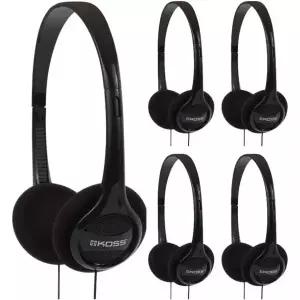 Koss KPH7 경량 휴대용 온이어 헤드폰 세트 (블랙, 5팩)