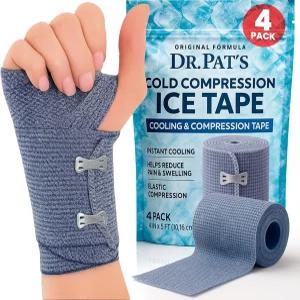 닥터 팻의 스 테이프(4팩) - 쿨링 붕대 랩 운동 테이프 멘톨이 포함된 압박 인스턴트 콜드 컴프레시