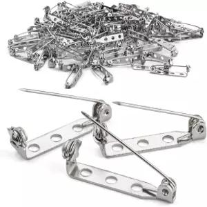 500개 실버 톤 브로치 핀 백클래그 1.5인치(38mm) 바 배지 휘장 인용 코사지 제작 이름표 장난감 및 주얼리