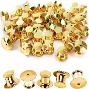 듀페이모이 70개 금속 잠금 핀 백 브로치 에나멜 라펠 모자 배지 골드 보관 케이스가 있는 키퍼 걸쇠