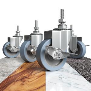 캐스터 4개 세트  휠  스템 3인치  카트용  와이어 선반 랙  고무  고하중용