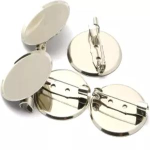 루이링 100pcs 2.5cm 실버 브로치 클램프 핀 디스크 베이스 빈 두꺼운 카보숑 트레이 배지 DIY 주얼리 공예