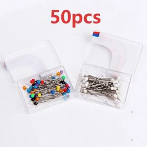비드 포지셔닝 핀니들  큰 헤드 바늘   컬러 재봉 고정  수직 절단 패치워크 핀  50 개