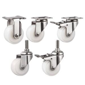304 스테인레스 스틸 회전판 캐스터 가구 및 카트용 2인치 산업용 교체용 나일론 휠 -1개