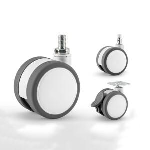 2.5인치 캐스터 TPR 고무 무소음 회전 범용 휠 M8 M10 M12 브레이크 액세서리 조절 가능 풋 패드