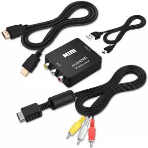 COMeap PS2 AV 케이블 AV에서 RCA 코드로 PlayStation 1/ PS2/ 슬림/ PSX/ PS3 슬림 콘솔에서 TV/모니터