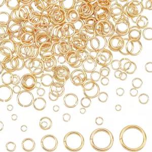 PH PandaHall 300pcs 14K 금도금 점프 링 6 사이즈 황동 오픈 골든 커넥터 초커 목걸이 팔찌 보석 수리